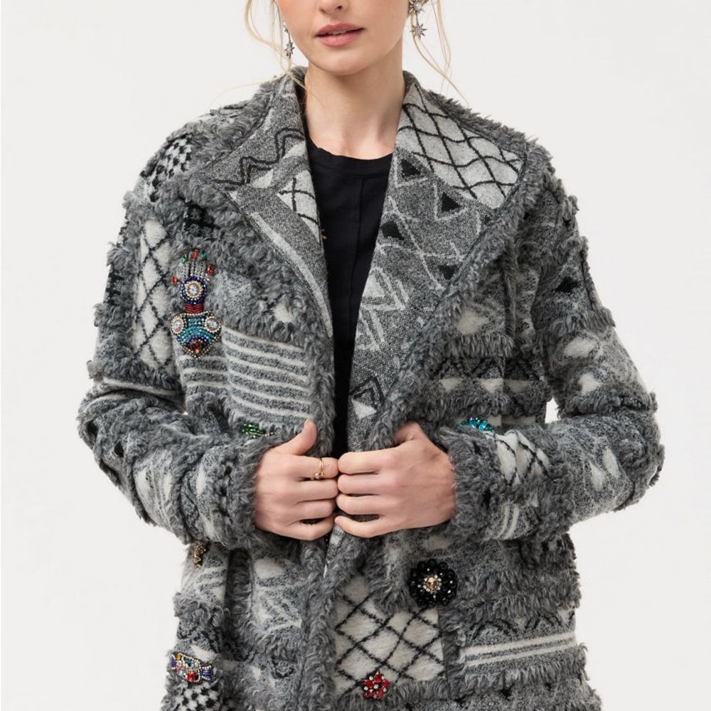 JOHNNY WAS $398 PATCHWORK JACKET CORDELIA BLACK